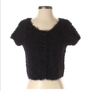 Anthropologie Knitted & Knotted Black Crop Cardi